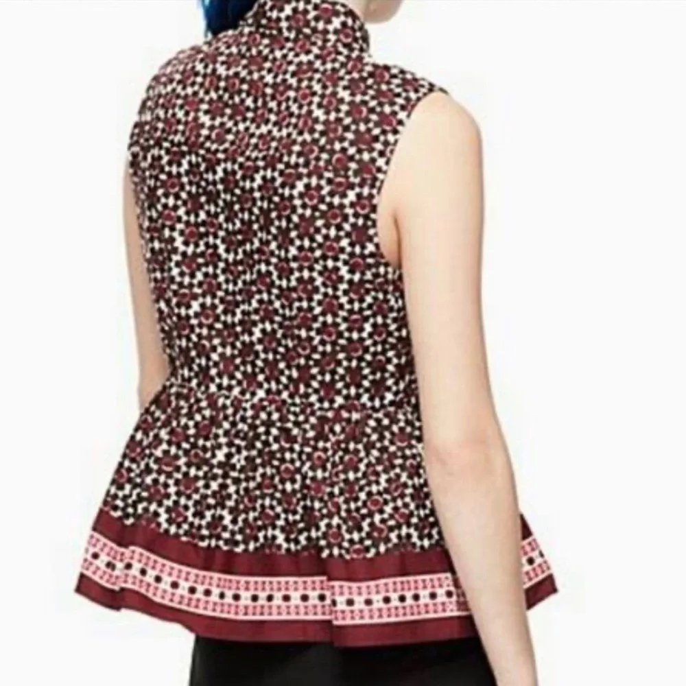 KATE SPADE Floral Tile Peplum Rambling Roses Top - Picture 3 of 7